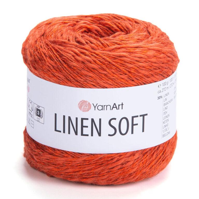 Пряжа для вязания YARNART «LINEN SOFT» (№7310) Ярко-терракотовый