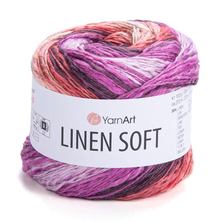 Пряжа для вязания YARNART «LINEN SOFT» (№7413) Фуксия/марсала/сливовый