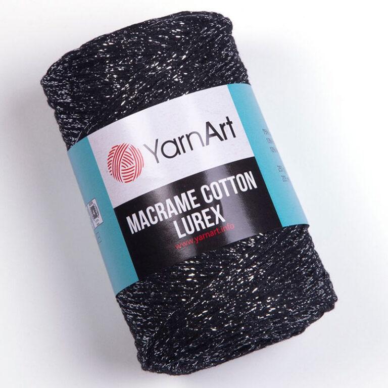 Пряжа для вязания YARNART «MACRAME COTTON LUREX» (№723) Чёрный с серебром