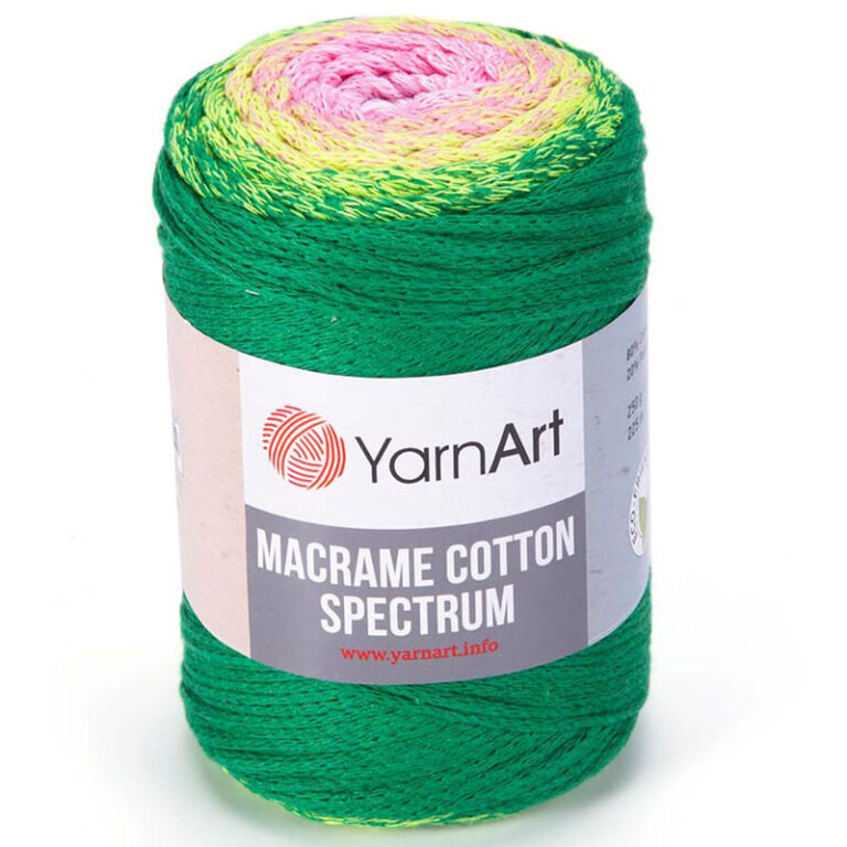 Пряжа для вязания YARNART «MACRAME COTTON SPECTRUM» (№1309) Зеленый-Розовый