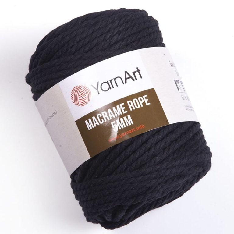 Пряжа (шнур) для вязания YARNART «MACRAME ROPE 5 MM» (№750) Черный