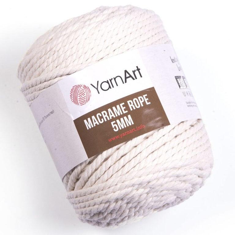 Пряжа (шнур) для вязания YARNART «MACRAME ROPE 5 MM» (№752) Экрю