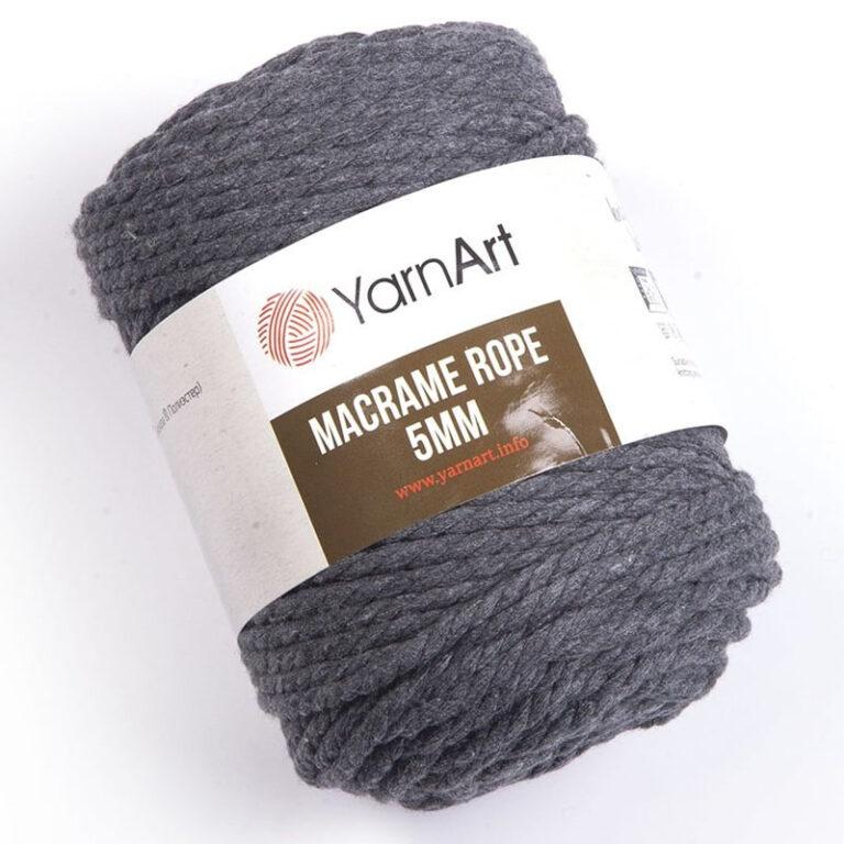 Пряжа (шнур) для вязания YARNART «MACRAME ROPE 5 MM» (№758) Темно-серый