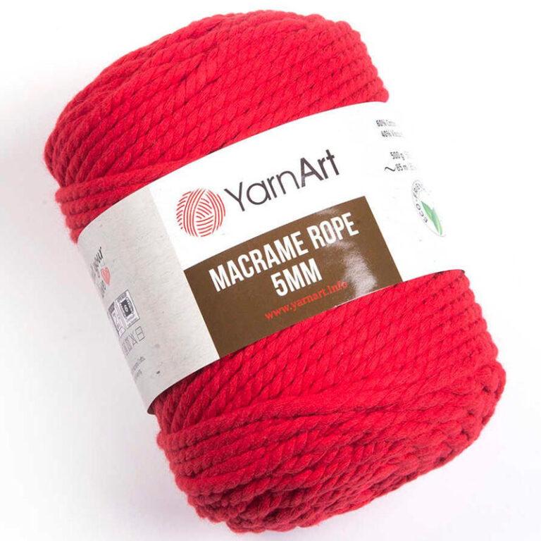 Пряжа (шнур) для вязания YARNART «MACRAME ROPE 5 MM» (№773) Красный