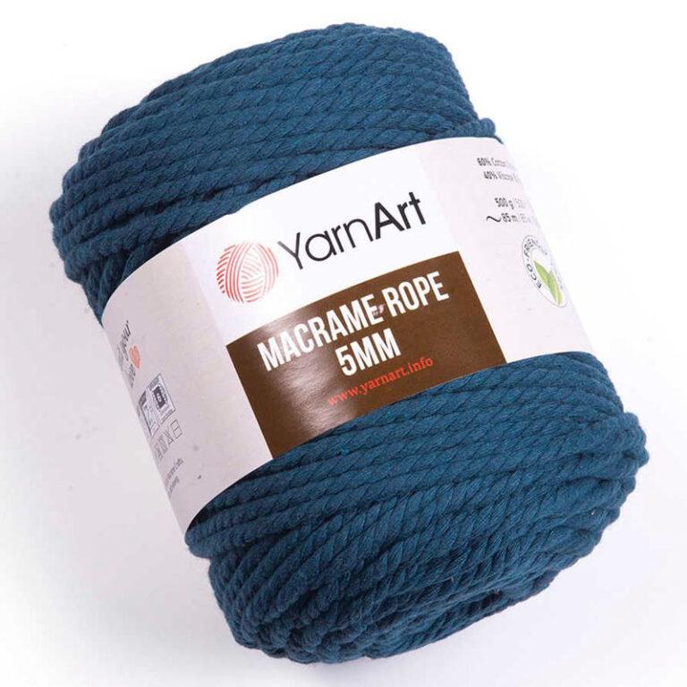 Пряжа (шнур) для вязания YARNART «MACRAME ROPE 5 MM» (№789) Морская волна