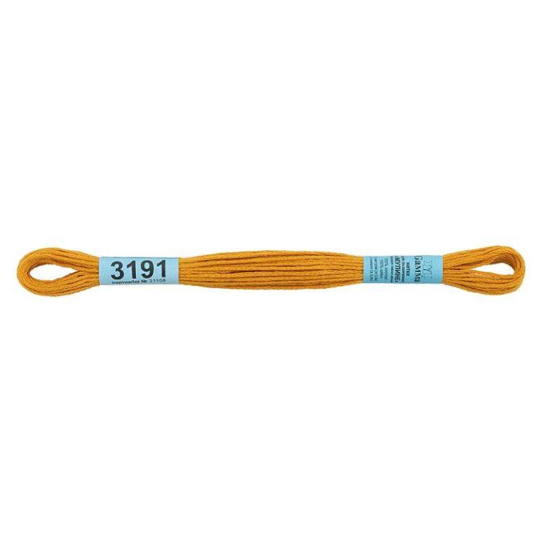 Нитки для вышивания мулине №3191 Гамма = №3852 DMC (цвет: охра; длина: 8м)