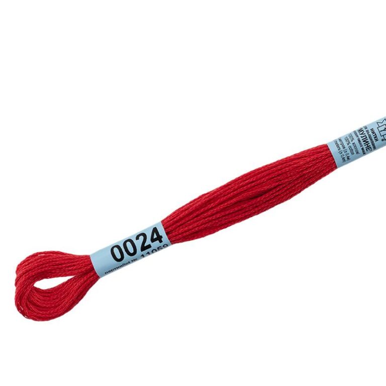 Нитки для вышивания мулине №0024 Гамма = №349 DMC (цвет: темно-красный; длина: 8м)