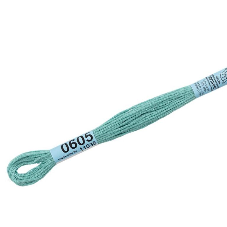 Нитки для вышивания мулине №0605 Гамма = №959 DMC (цвет: светлая бирюза; длина: 8м)