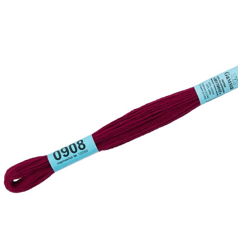 Нитки для вышивания мулине №0908 Гамма = №3685 DMC (цвет: бордовый; длина: 8м)