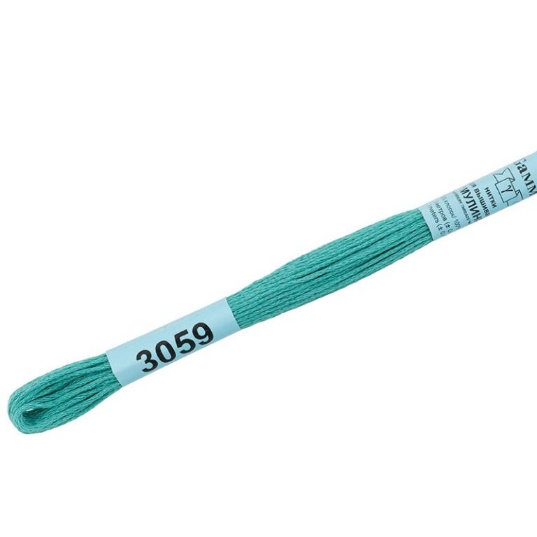 Нитки для вышивания мулине №3059 Гамма = №3848 DMC (цвет: св. морская волна; длина: 8м)
