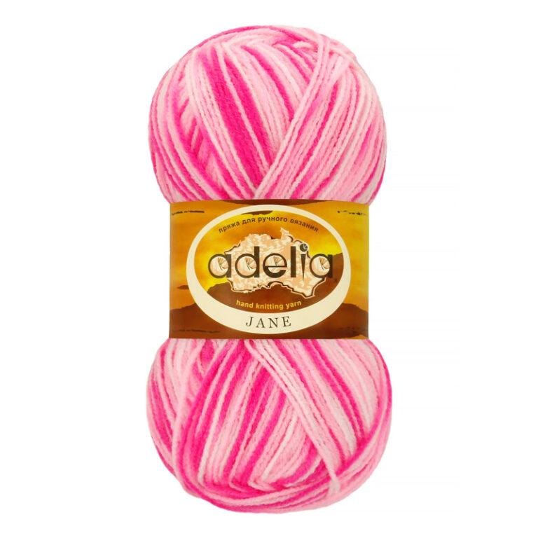 Пряжа для вязания ADELIA "JANE" (№11) Белый-розовый-яр.розовый
