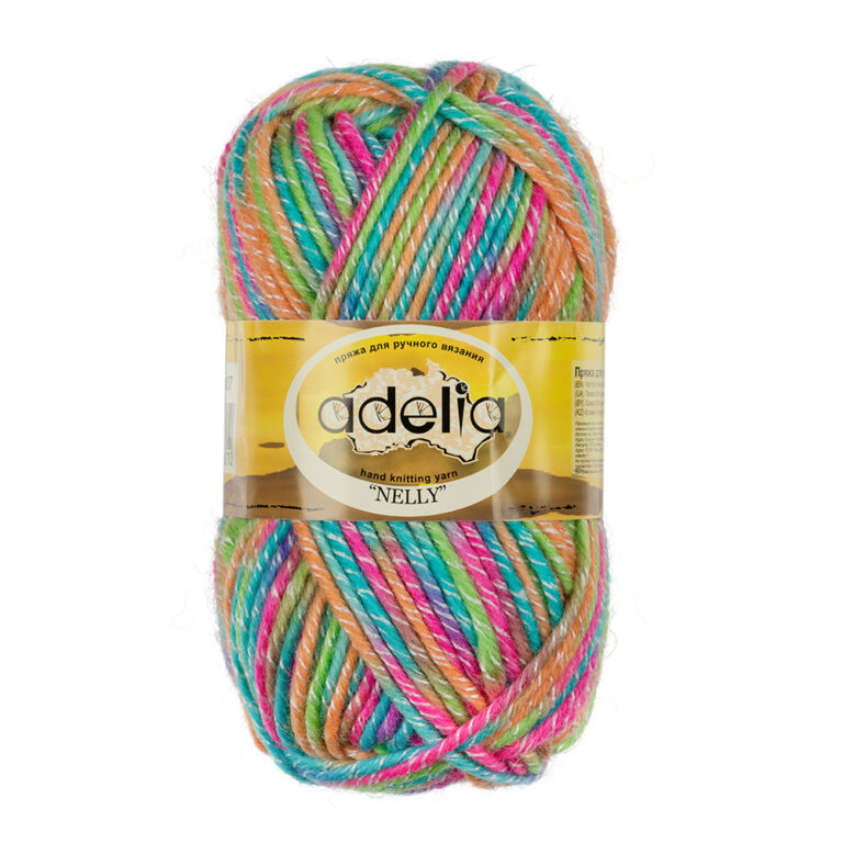 Пряжа для вязания ADELIA "NELLY" (№07) Голубой-малиновый-оранжевый-салатовый