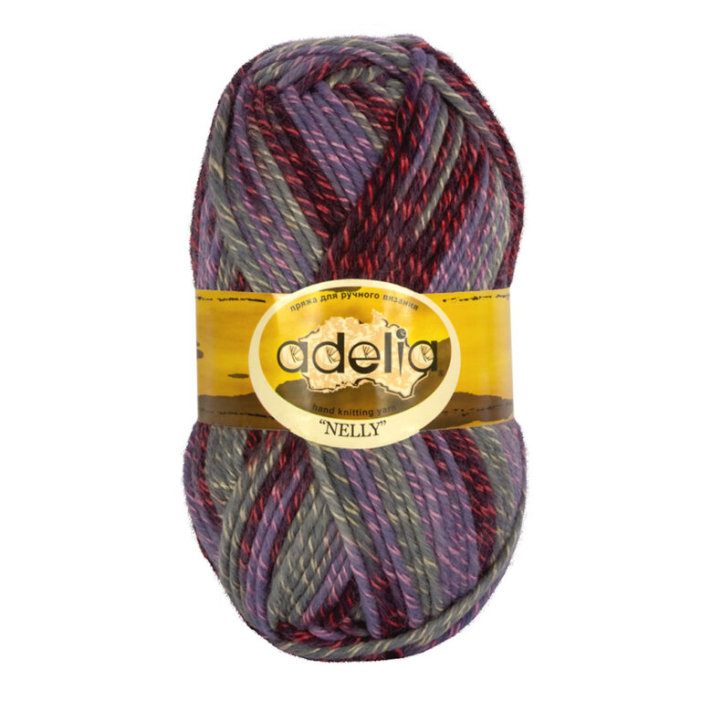 Пряжа для вязания ADELIA "NELLY" (№08) Св.фиолетовый-серый-т.фиолетовый