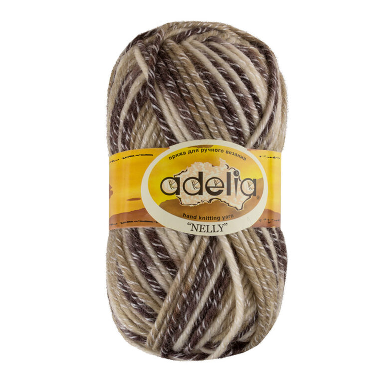 Пряжа для вязания ADELIA "NELLY" (№18) Белый-бежевый-коричневый