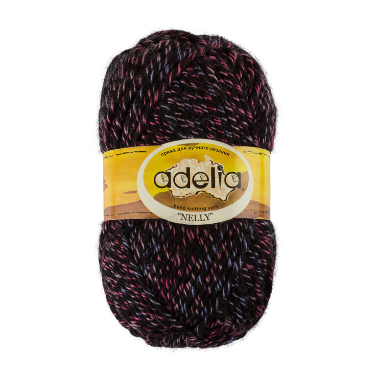 Пряжа для вязания ADELIA "NELLY" (№20) Черный-сиреневый-розовый
