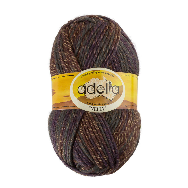 Пряжа для вязания ADELIA "NELLY" (№22) Коричневый-т.фиолетовый-т.зеленый