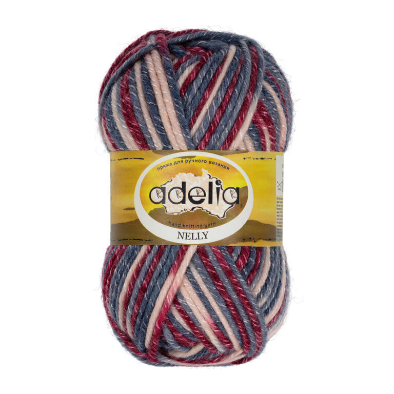 Пряжа для вязания ADELIA "NELLY" (№33) Св.розовый-серо-синий-джинс-бордовый