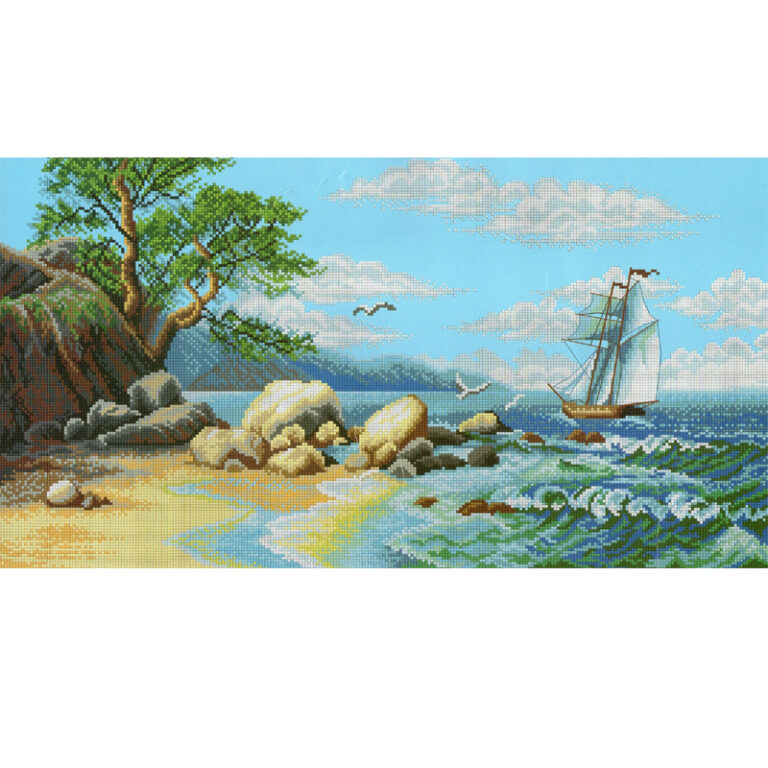 Набор для вышивания крестом ИСКУСНИЦА 487 (28х50 см) Морской берег