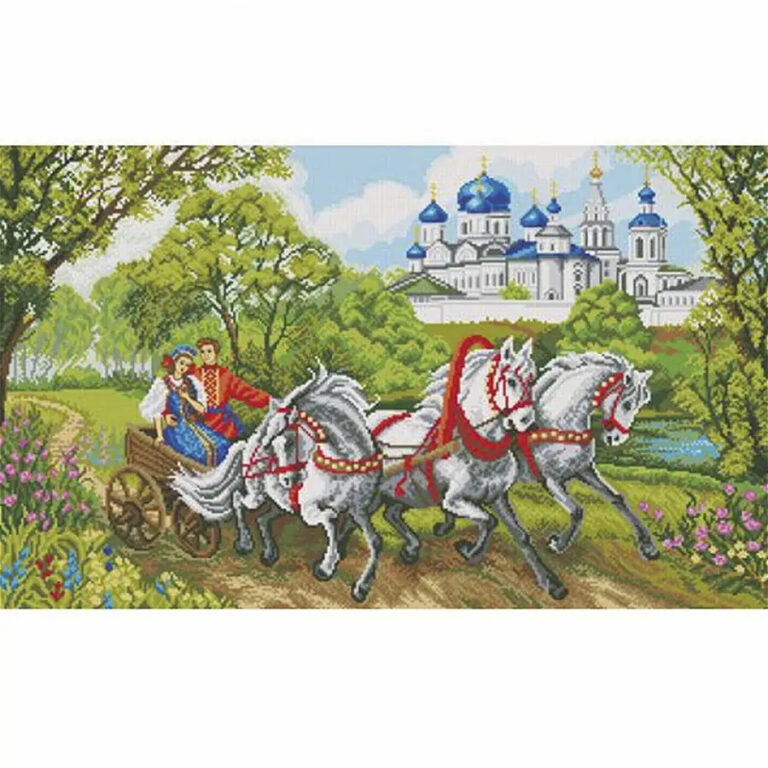 Набор для вышивания крестом ИСКУСНИЦА 4030 (42х37 см) Родные просторы