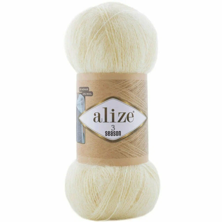 Пряжа для вязания ALIZE «3 SEASON» (№62) Молочный