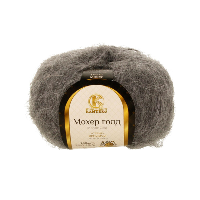 Пряжа для вязания КАМТЕКС «МОХЕР ГОЛД» (№176) Серый меланж