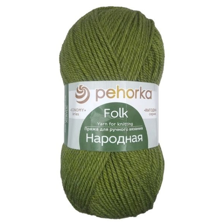 Пряжа для вязания ПЕХОРКА «НАРОДНАЯ» (№478) Защитный