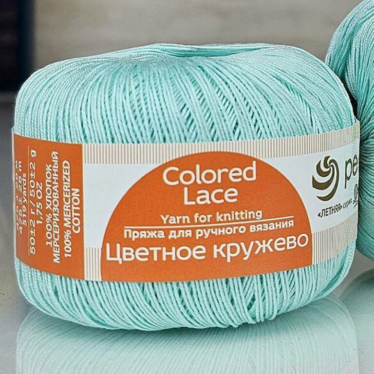 Пряжа для вязания ПЕХОРКА «ЦВЕТНОЕ КРУЖЕВО» (№411) Мята