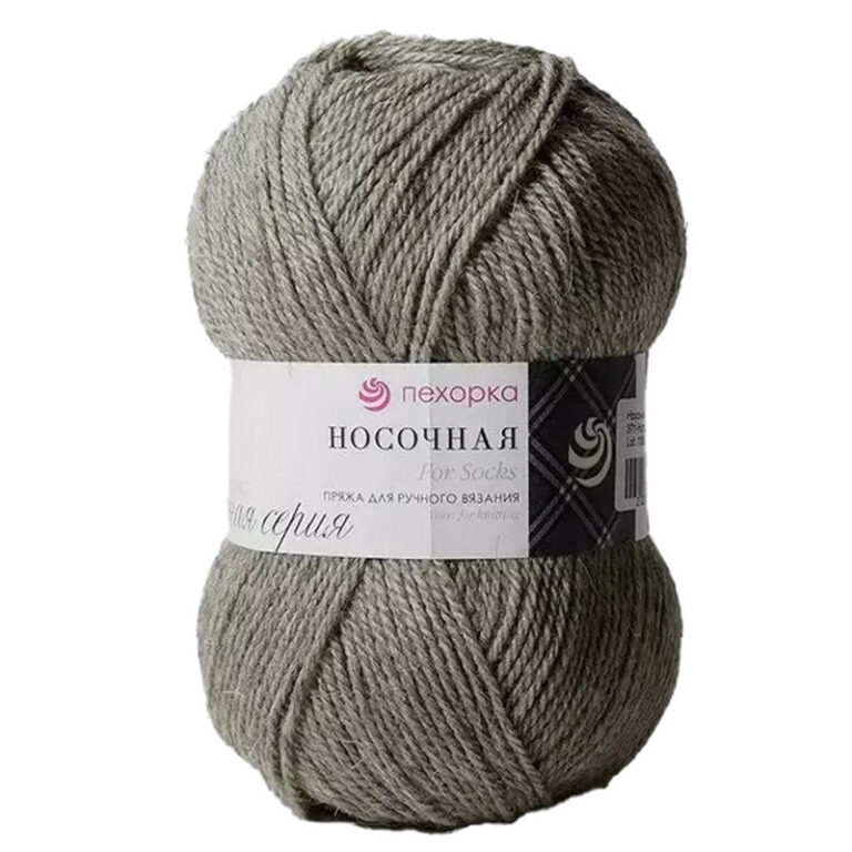 Пряжа для вязания ПЕХОРКА "НОСОЧНАЯ" (№371) Натуральный серый