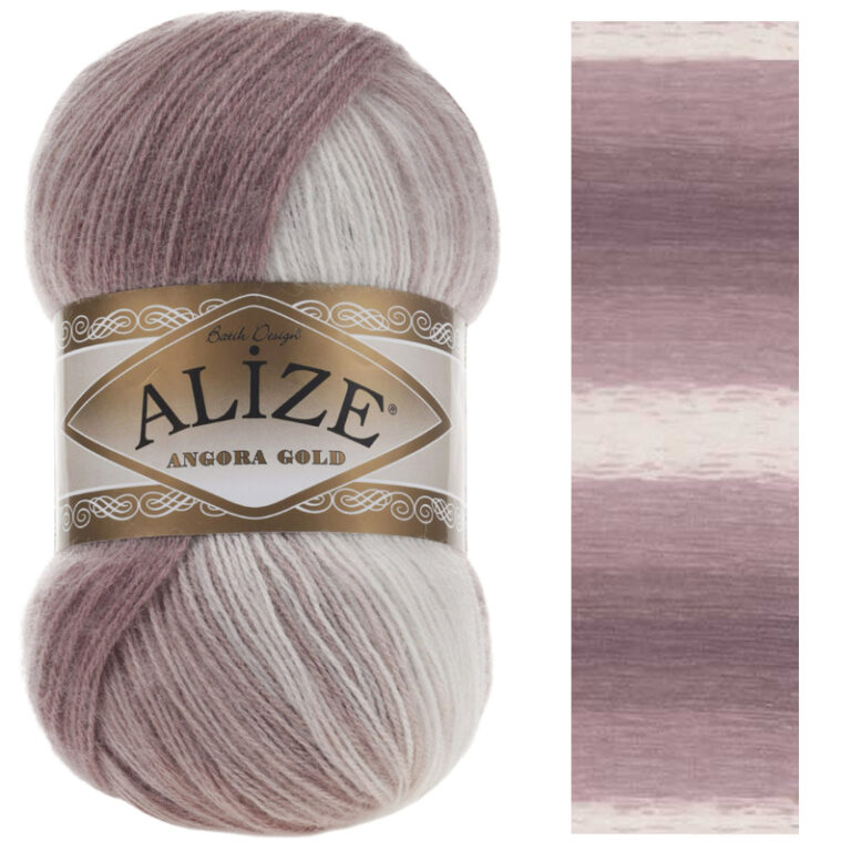 Пряжа для вязания ALIZE "ANGORA GOLD BATIK" (№5698) Молочный/сирень