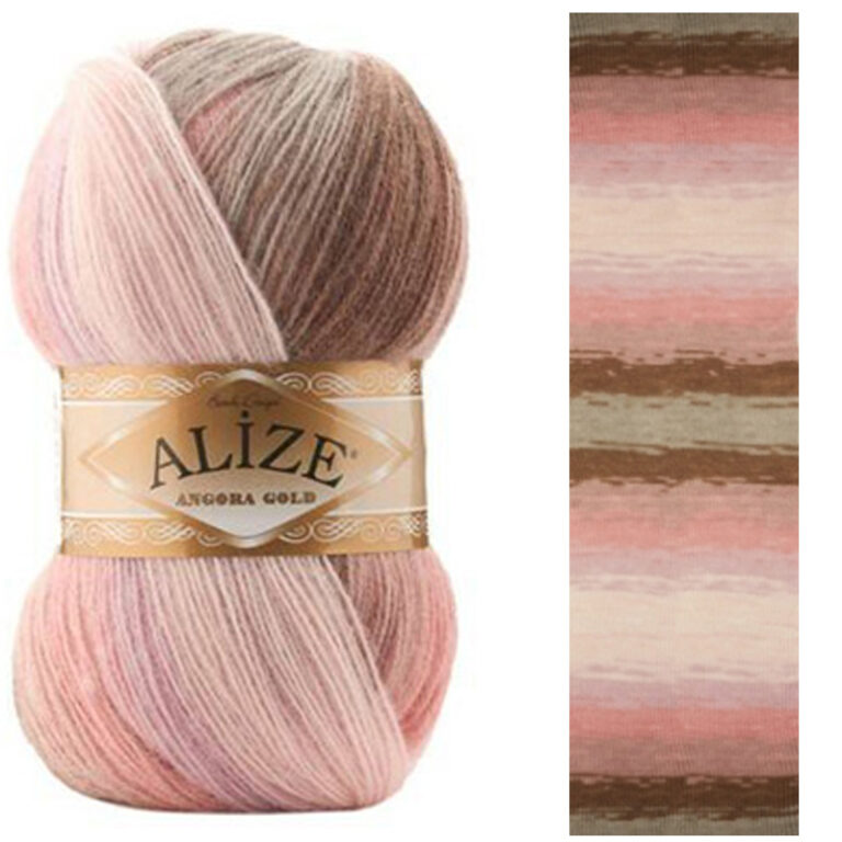 Пряжа для вязания ALIZE "ANGORA GOLD BATIK" (№6297) Розовый/коричневый