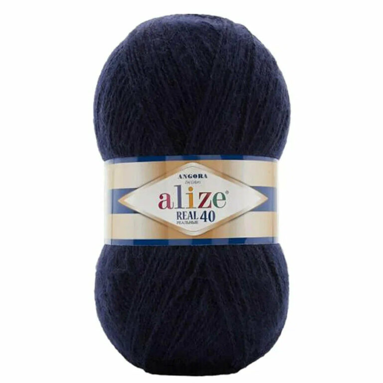 Пряжа для вязания ALIZE "ANGORA REAL 40" (№318) Темно-синий