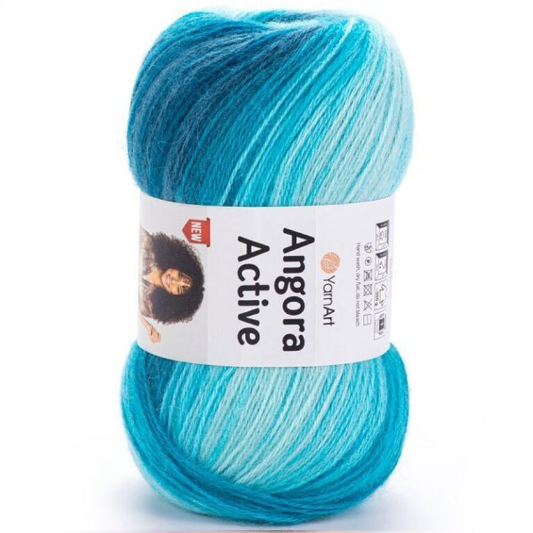 Пряжа для вязания YARNART "ANGORA ACTIVE" (№845) Меланж (бирюза, белый, синий)