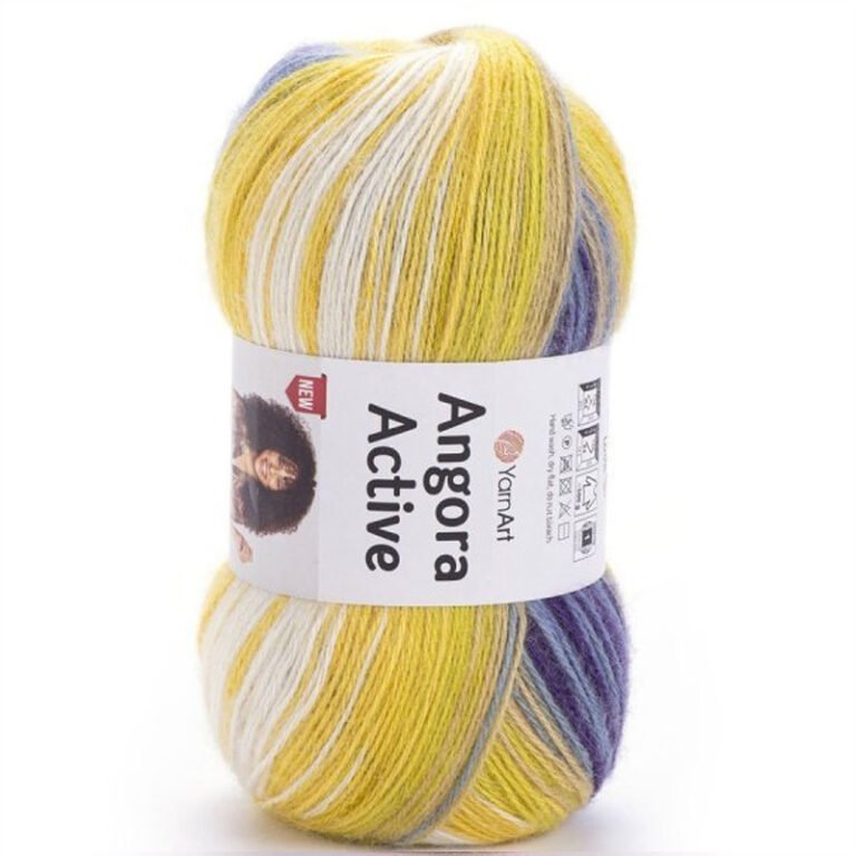 Пряжа для вязания YARNART "ANGORA ACTIVE" (№854) Меланж (белый, желтый, синий)