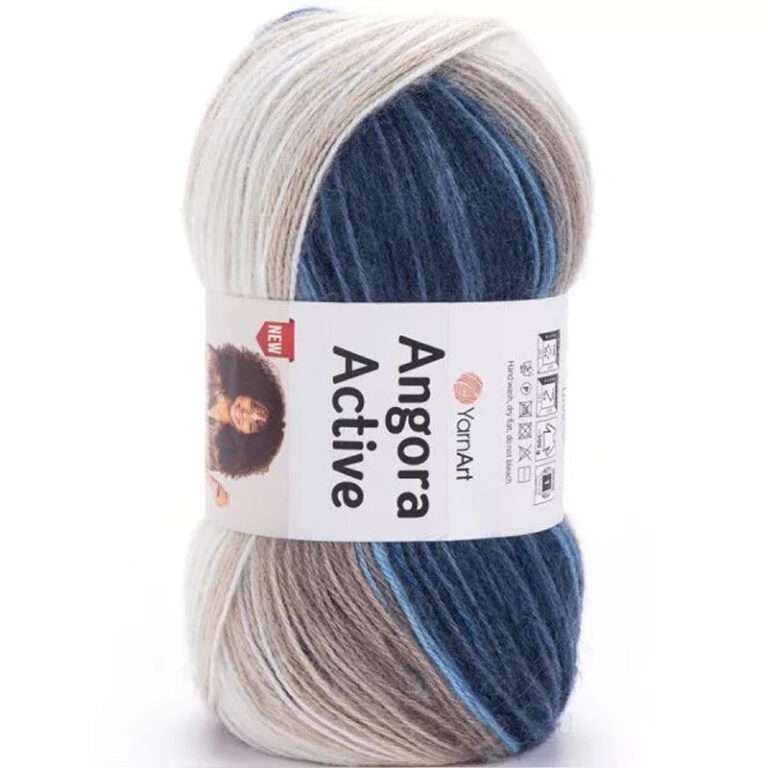 Пряжа для вязания YARNART "ANGORA ACTIVE" (№859) Меланж (белый, т.синий, беж)