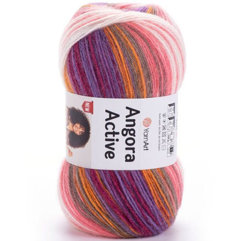 Пряжа для вязания YARNART "ANGORA ACTIVE" (№860) Меланж (белый, розовый, оранжевый)