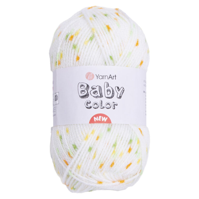 Пряжа для вязания YARNART "BABY COLOR" (№202) Белый/желтый/зеленый