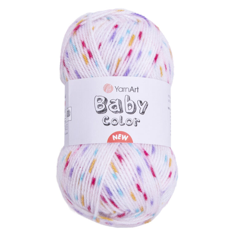 Пряжа для вязания YARNART "BABY COLOR" (№204) Белый/радуга