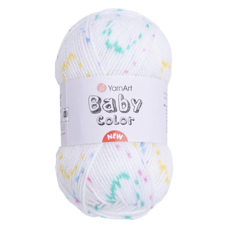Пряжа для вязания YARNART "BABY COLOR" (№214) Белый/бирюз/роз/голу/желт