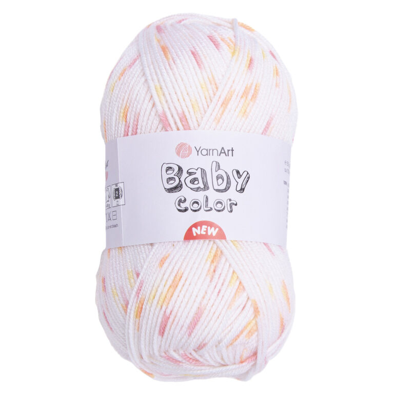 Пряжа для вязания YARNART "BABY COLOR" (№215) Белый/жёлтый/розовый