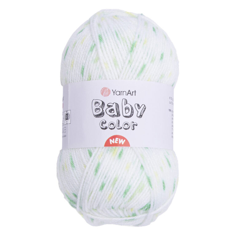 Пряжа для вязания YARNART "BABY COLOR" (№216) Белый/зеленый