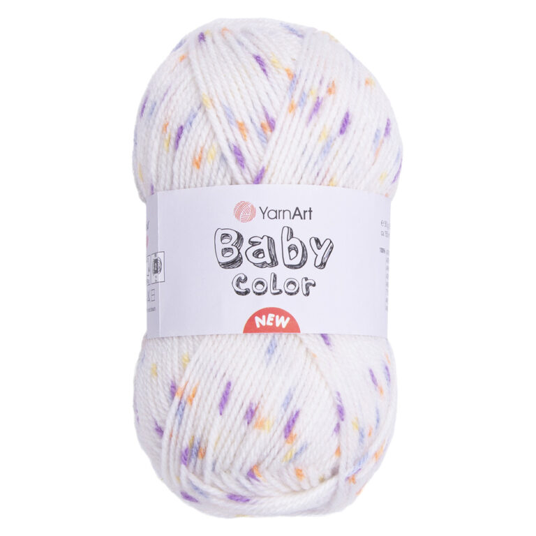 Пряжа для вязания YARNART "BABY COLOR" (№217) Белый/жёлтый/сиреневый