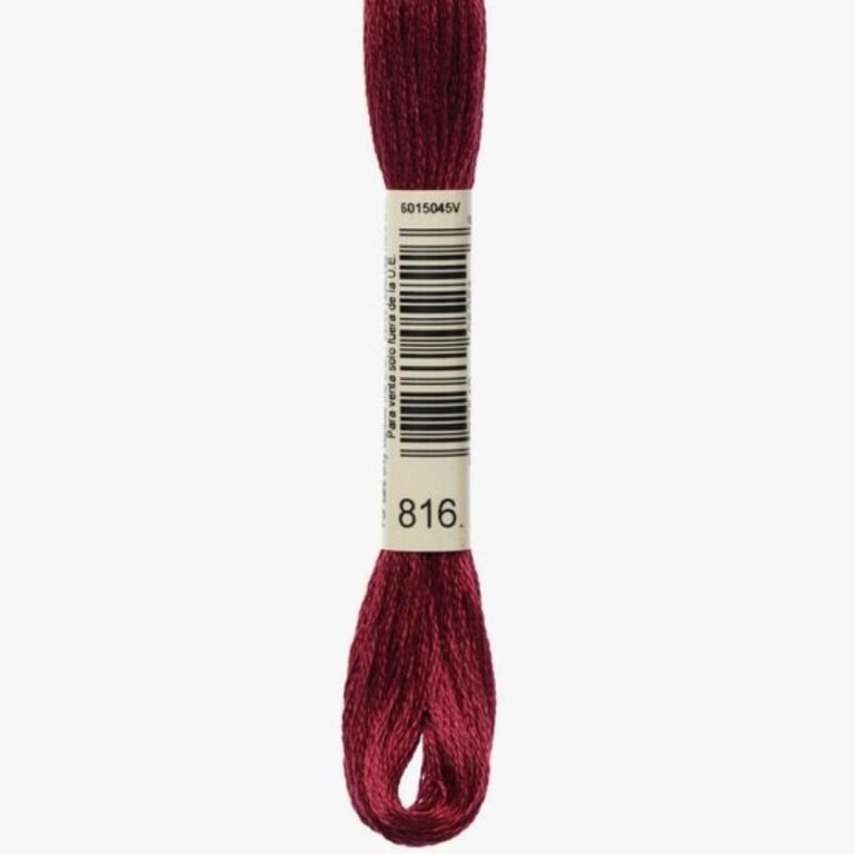 Нитки для вышивания мулине №816 DMC = №0867 Гамма (цвет: гранатовый; длина: 8м)
