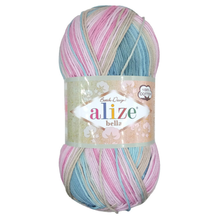 Пряжа для вязания ALIZE "BELLA BATIK 100" (№2970) Розовый бирюзовый