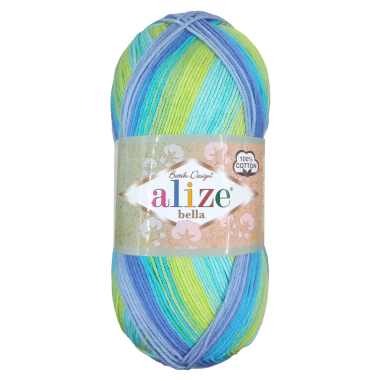 Пряжа для вязания ALIZE "BELLA BATIK 100" (№4146) Салатовый синий