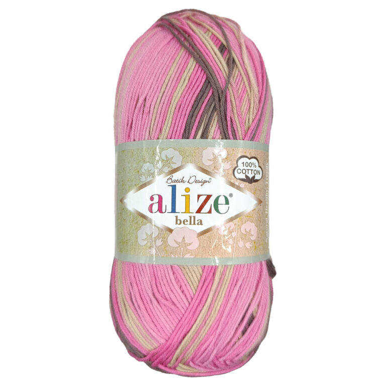 Пряжа для вязания ALIZE "BELLA BATIK 100" (№7829) Розовый коричневый