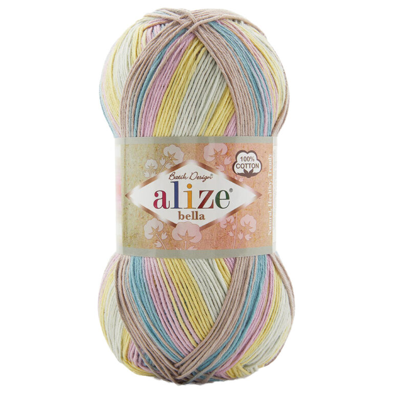 Пряжа для вязания ALIZE "BELLA BATIK 100" (№8091) Розовый желтый