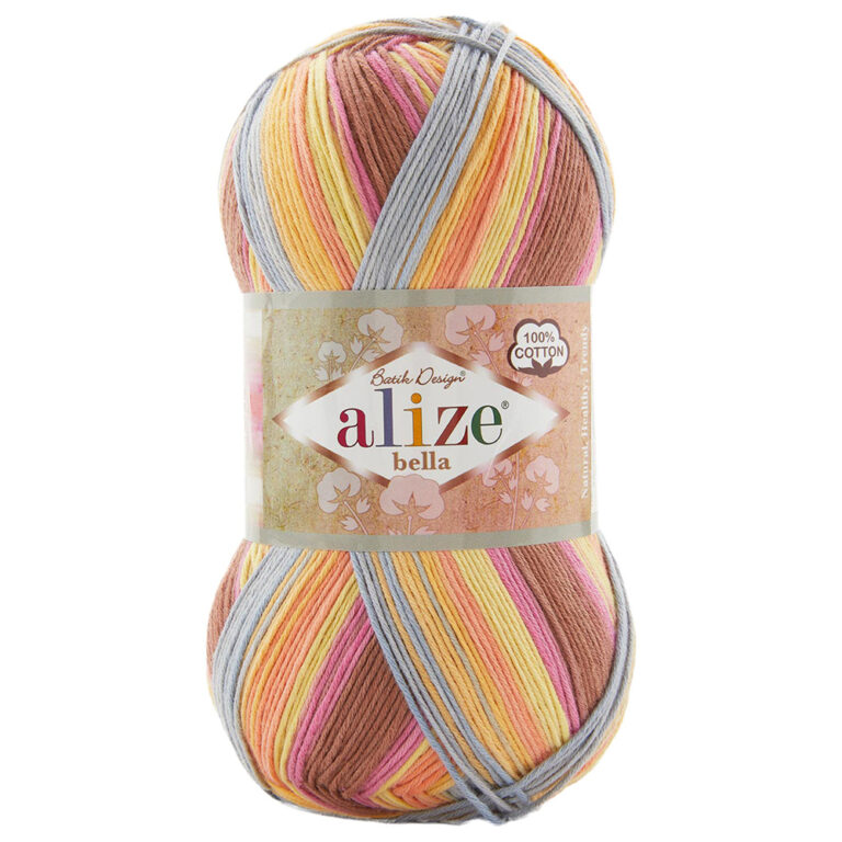 Пряжа для вязания ALIZE "BELLA BATIK 100" (№8096) Коричн голуб розов оранж