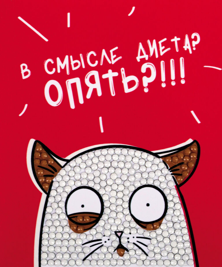 АЛМАЗНАЯ МОЗАИКА ФРЕЯ «ГОЛОДНЫЙ КОТ» (магнит; размер: 9х11 см)