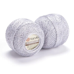 Пряжа для вязания YARNART "CAMELLIA" (№411) Белый/люрекс серебро