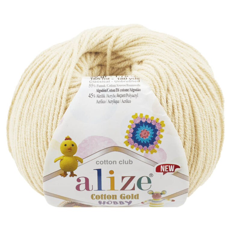 Пряжа для вязания ALIZE COTTON GOLD HOBBY NEW (№01) Молочный